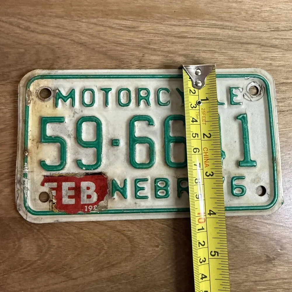 License Plate Vintage Motorcycle Sarpy County Nebraska 1976 59-6641 Rustic USA